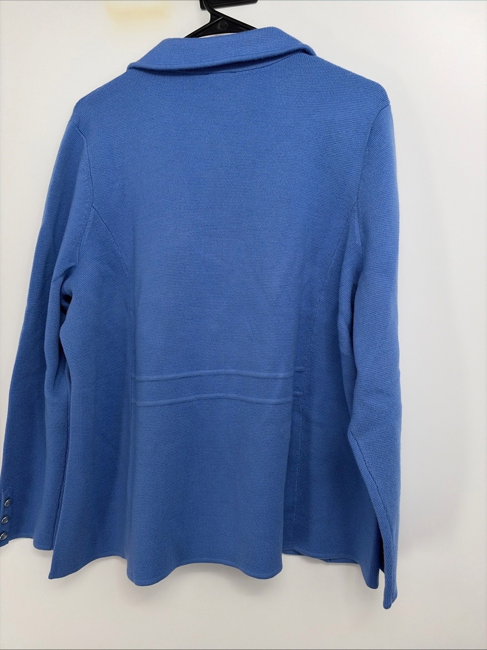 NWOT Talbots Sz 2X Petite Blue Merino Wool Knit Sweater Jacket Blazer Chic - Picture 7 of 7
